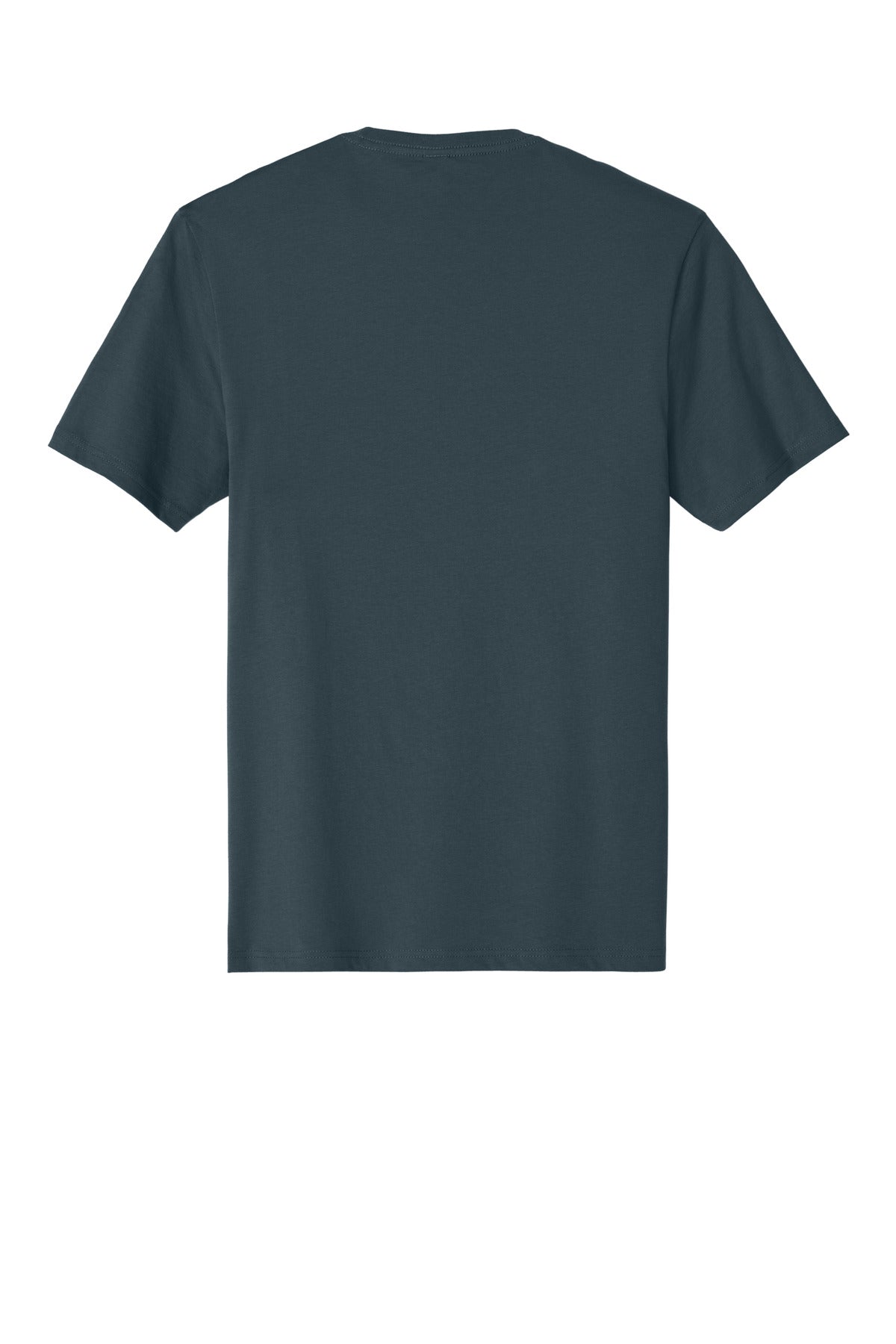 Rear View of DeepStlBlu District Perfect Weight Tee. DT104 plain