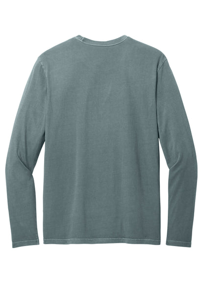Rear View of DeepStlBlu District Wash Long Sleeve Tee DT2103 plain