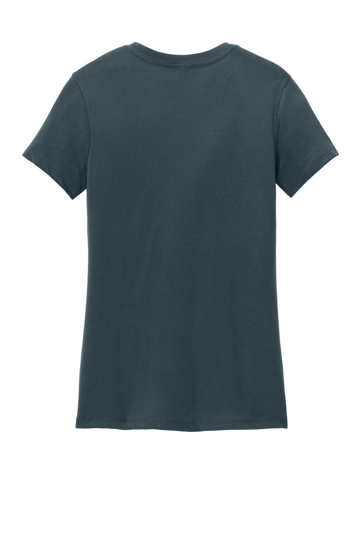 Rear View of DeepStlBlu District Women's Perfect Weight Tee. DM104L plain