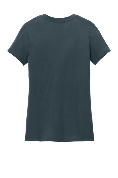 Rear View of DeepStlBlu District Women's Perfect Weight Tee. DM104L plain