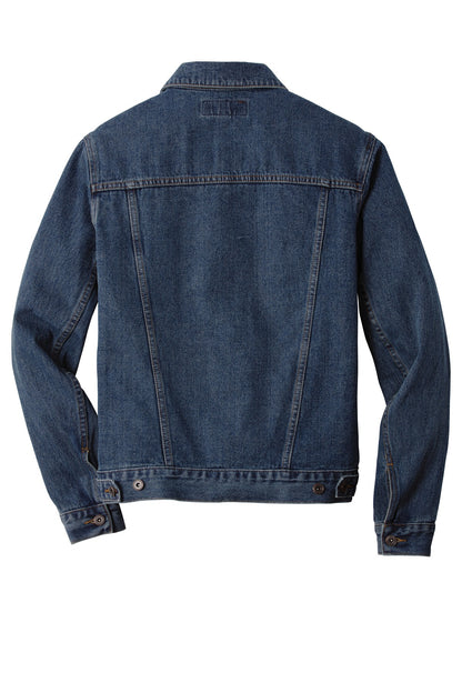 Rear View of Denim Port Authority Denim Jacket. J7620 plain