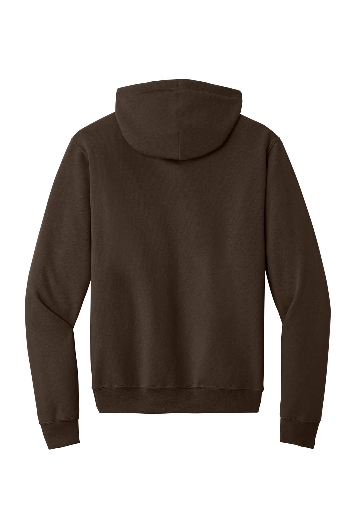 Rear View of Dk Choc Brown Port & Co Core Fleece Pullover Hooded Sweatshirt. PC78H plain