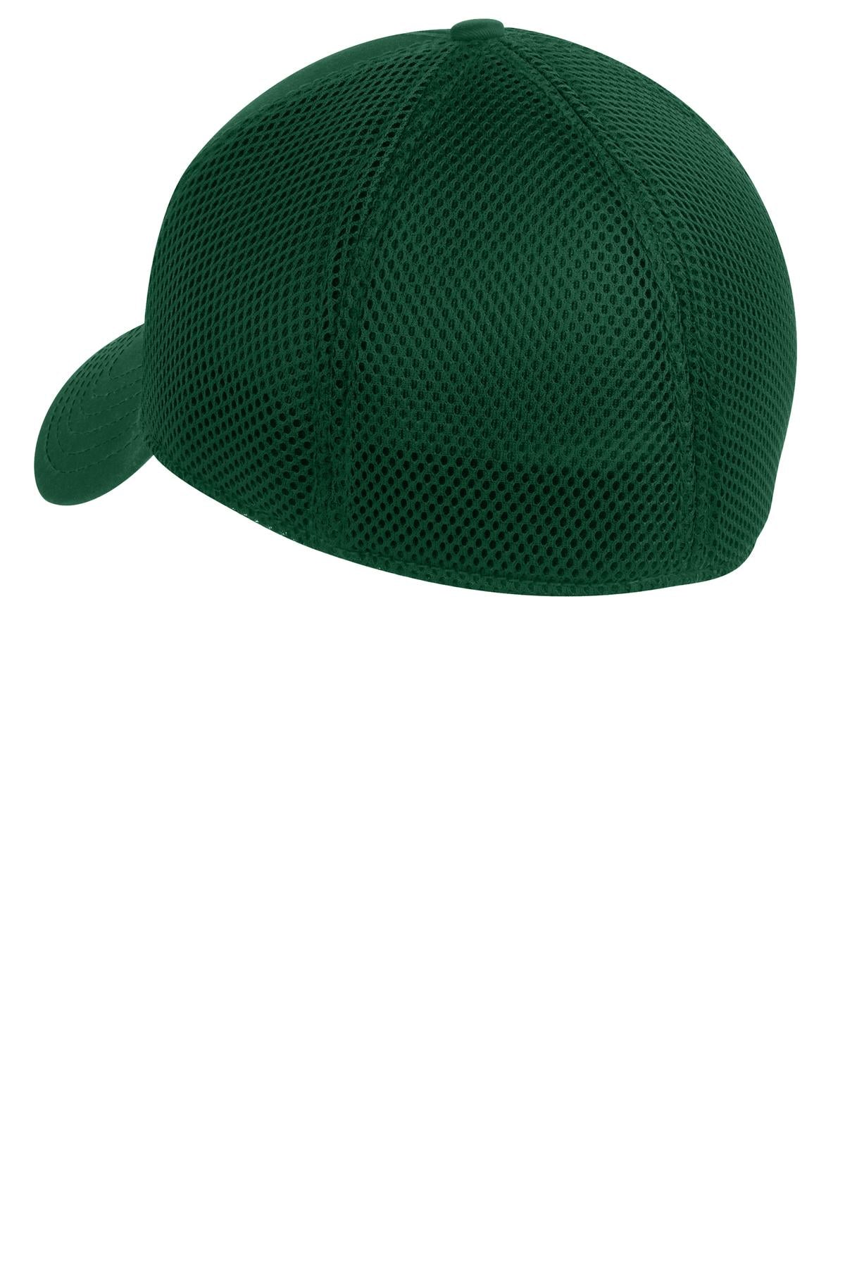Rear View of Dk Grn/Dk Grn New Era - Stretch Mesh Cap. NE1020 plain