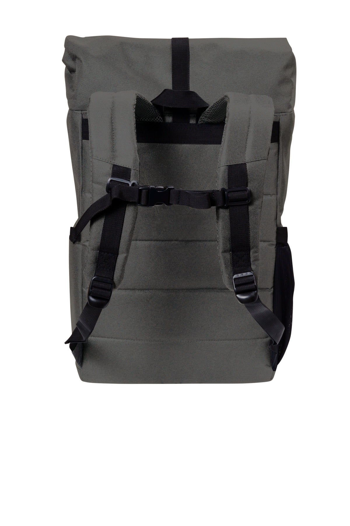Rear View of DkChar/Blk Port Authority 18-Can Backpack Cooler BG501 plain