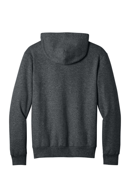 Rear View of DkHtGry Port & Co Easy Fleece Pullover Hooded Sweatshirt PC68H plain