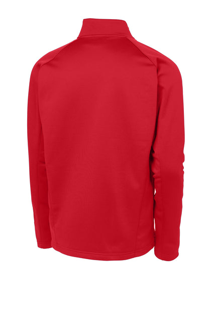 Rear View of Dp Red/Silver Sport-Tek Sport-Wick Fleece 1/4-Zip Pullover. F243 plain