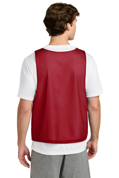 Rear View of DpRd/Wht Sport-Tek Lacrosse Reversible Pinnie ST512 plain