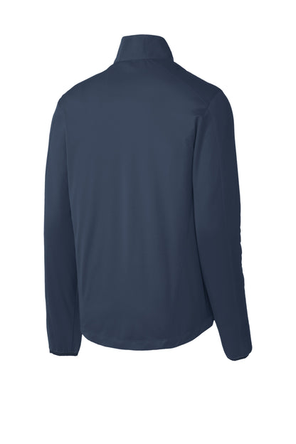 Rear View of Dress Blue Nvy Port Authority Active Soft Shell Jacket. J717 plain