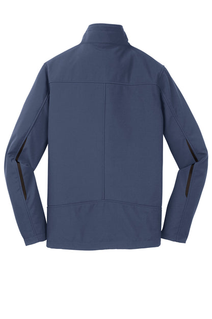 Rear View of Dress Blue Nvy Port Authority Welded Soft Shell Jacket. J324 plain