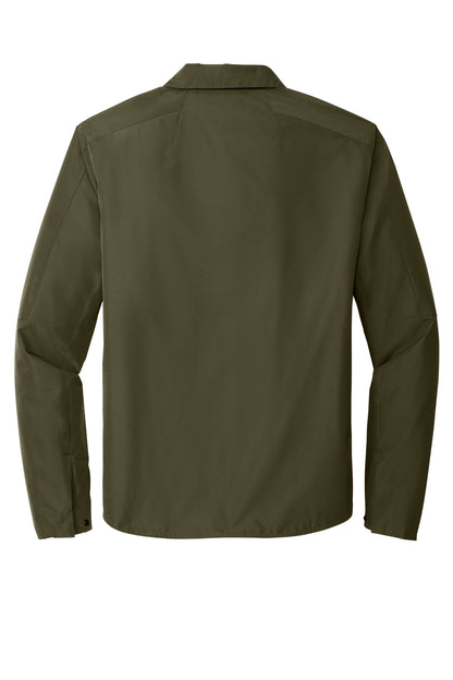 Rear View of Drive Green OGIO Reverse Shirt Jacket. OG754 plain
