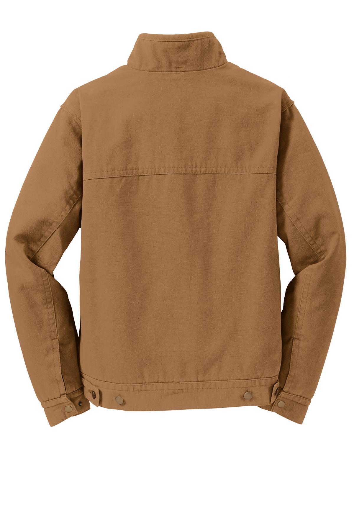 Rear View of Duck Brown CornerStone Washed Duck Cloth Flannel-Lined Work Jacket. CSJ40 plain