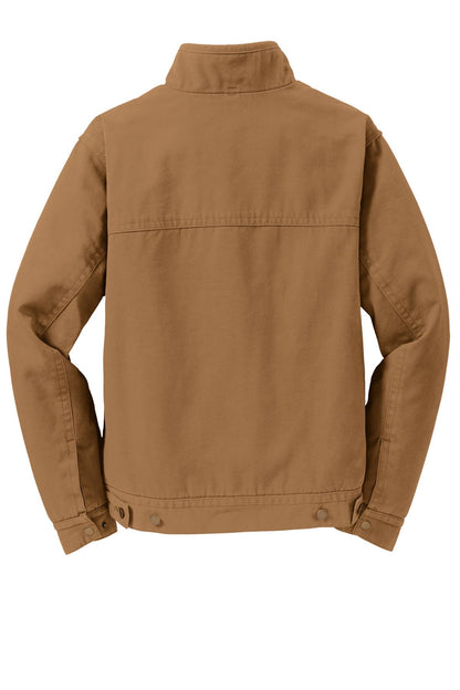 Rear View of Duck Brown CornerStone Washed Duck Cloth Flannel-Lined Work Jacket. CSJ40 plain