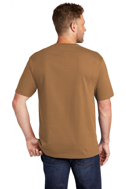 Rear View of Duck Brown CornerStone Workwear Pocket Tee CS430 plain