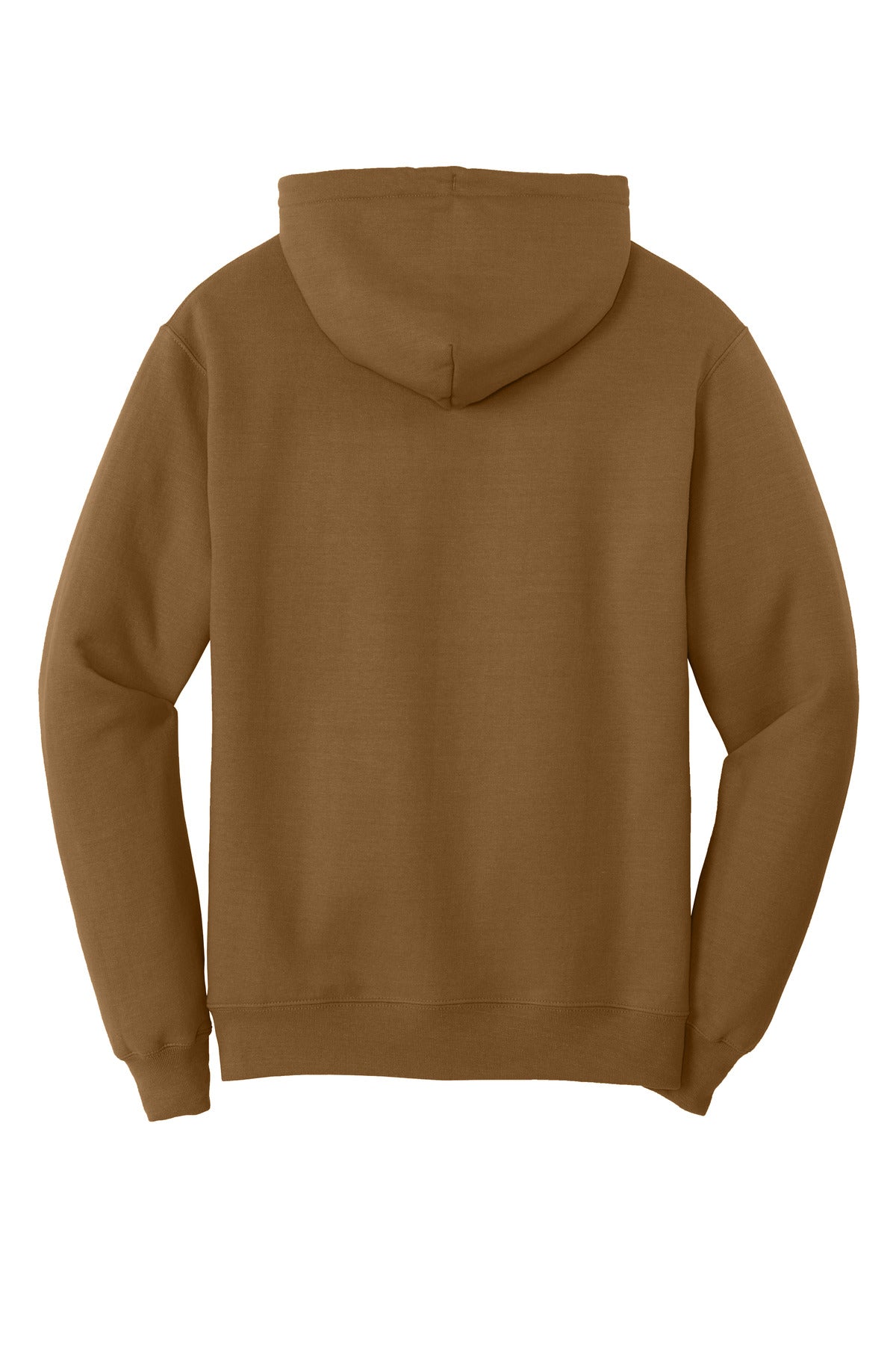 Rear View of DuckBrown Port & Co Core Fleece Pullover Hooded Sweatshirt. PC78H plain