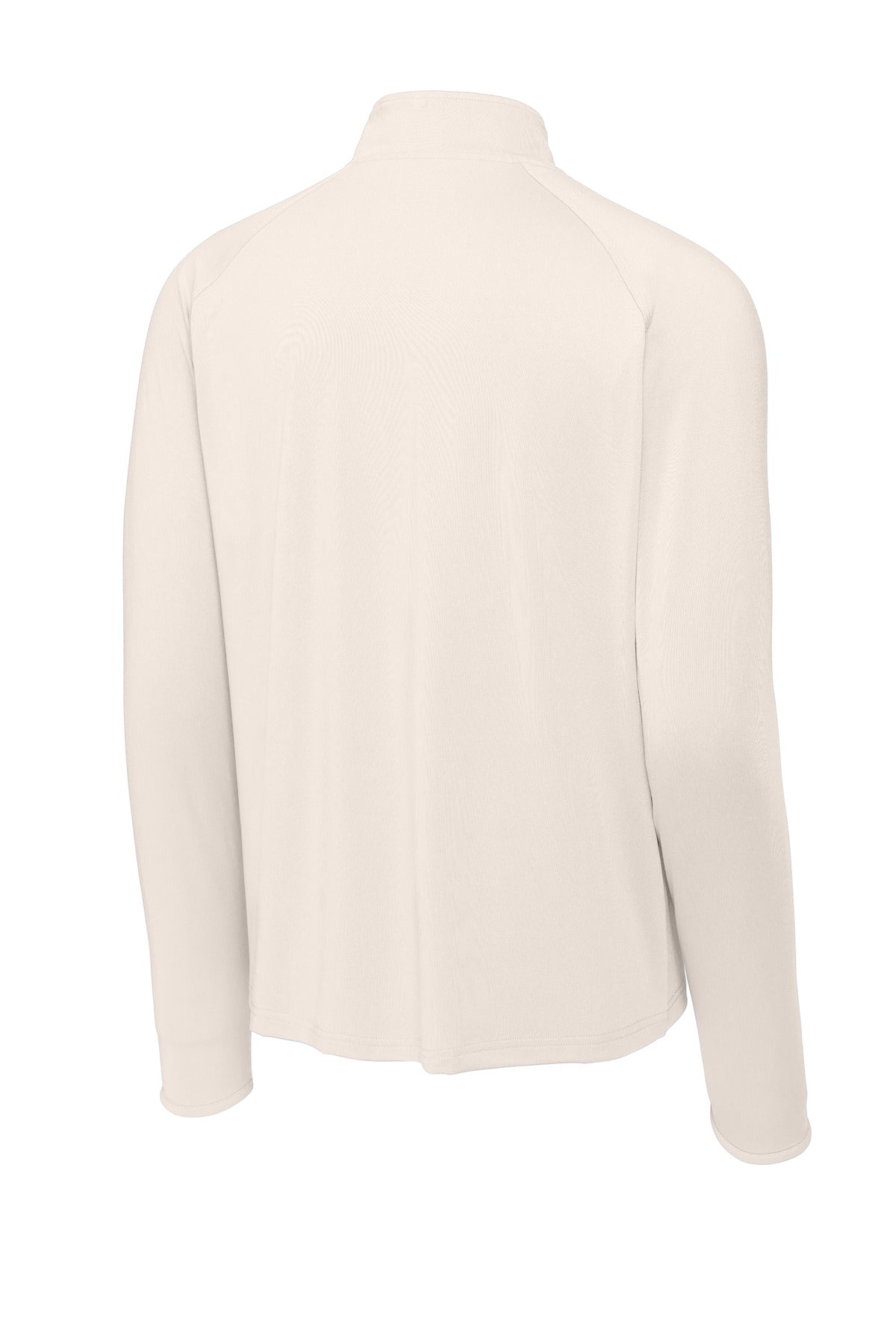 Rear View of Ecru Sport-Tek Sport-Wick Stretch 1/4-Zip Pullover. ST850