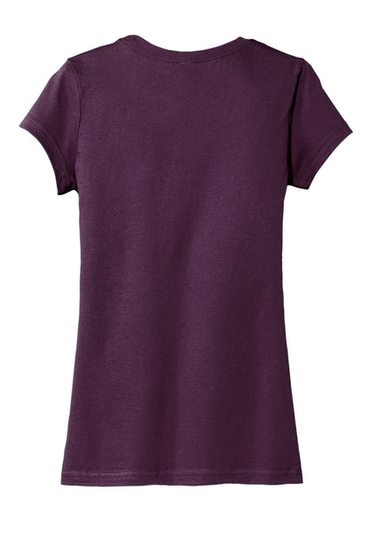 Rear View of Eggplant District Women's Fitted Very Important Tee . DT6001 plain