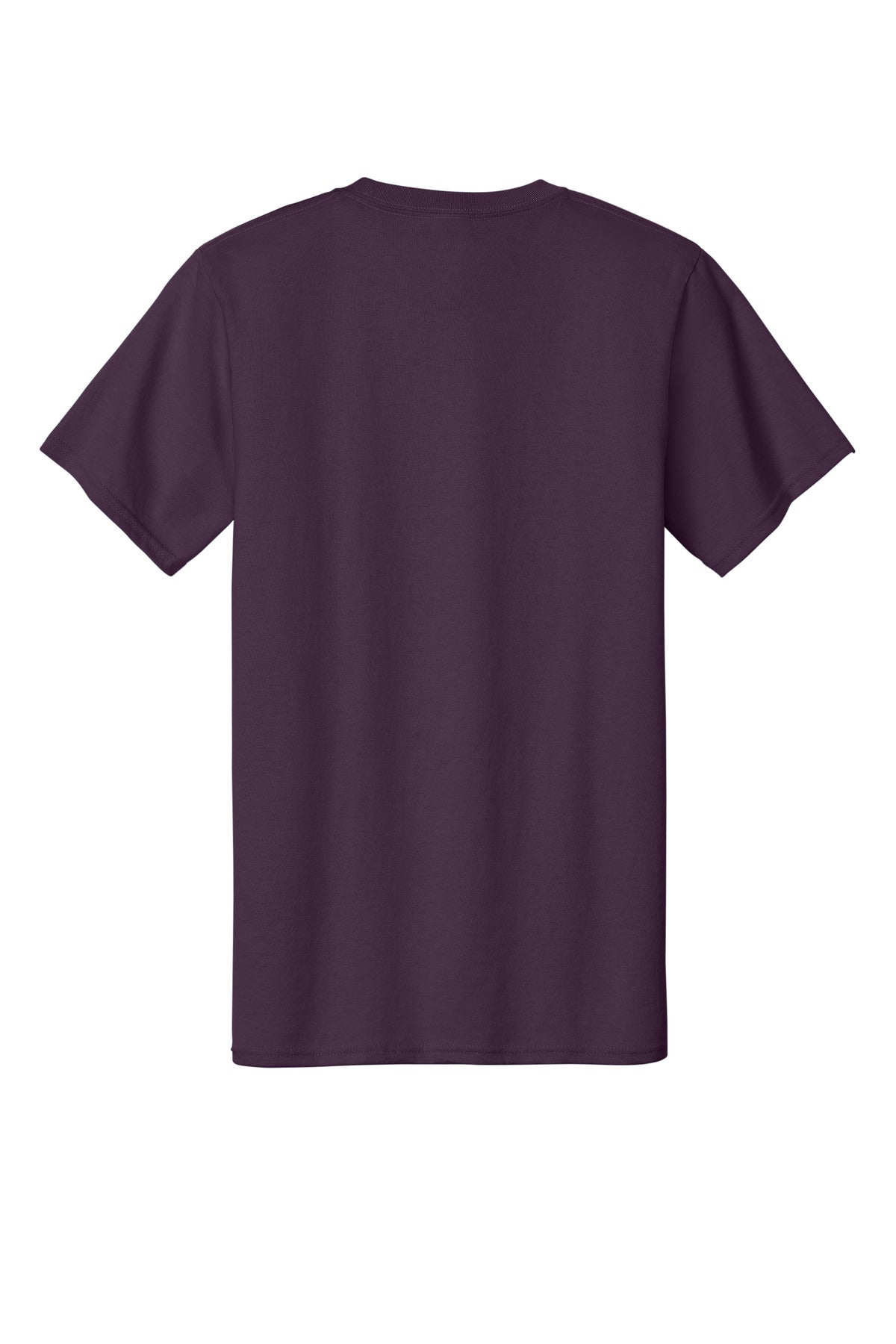 Rear View of Eggplant Port & Co Essential Tee. PC61 plain