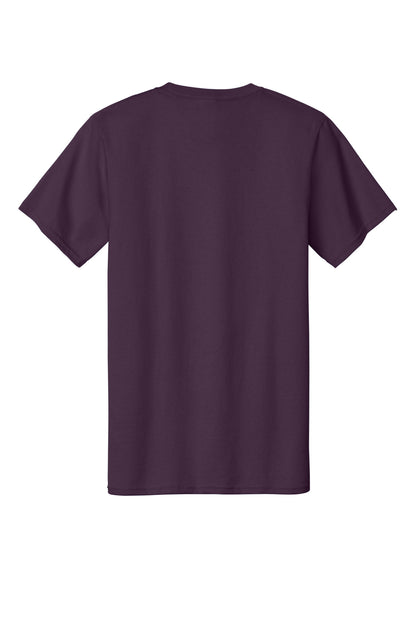 Rear View of Eggplant Port & Co Essential Tee. PC61 plain