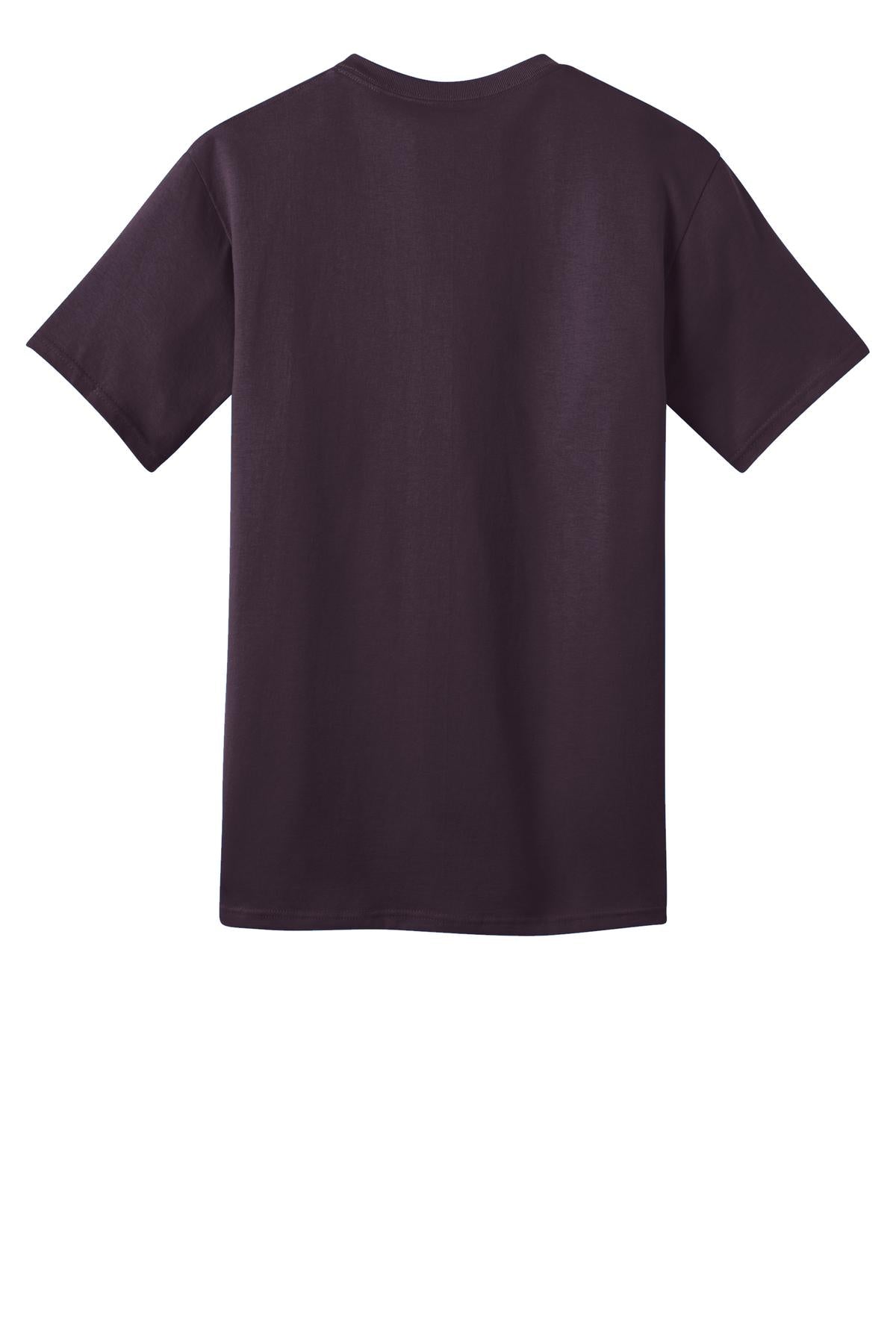 Rear View of Eggplant Port & Co Ring Spun Cotton Tee. PC150 plain