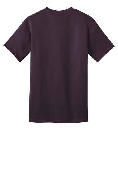 Rear View of Eggplant Port & Co Ring Spun Cotton Tee. PC150 plain