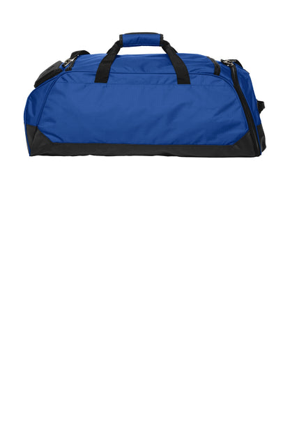 Rear View of Electric Bl/Bk OGIO Transition Duffel. 411097 plain