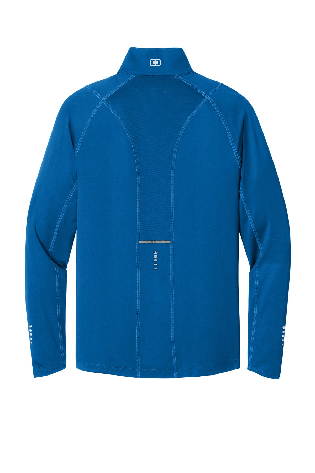 Rear View of Electric Blue OGIO Nexus 1/4-Zip Pullover. OE335 plain