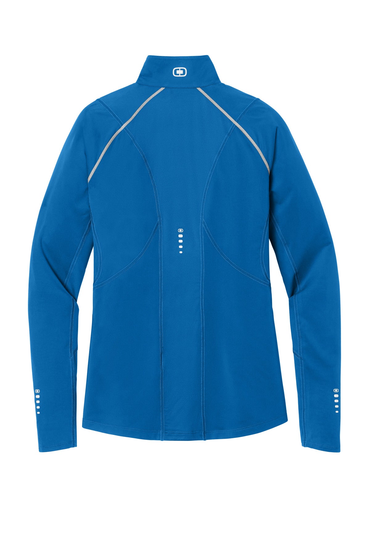 Rear View of Electric Blue OGIO Women's Nexus 1/4-Zip Pullover. LOE335 plain