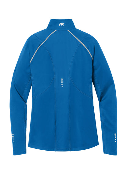 Rear View of Electric Blue OGIO Women's Nexus 1/4-Zip Pullover. LOE335 plain