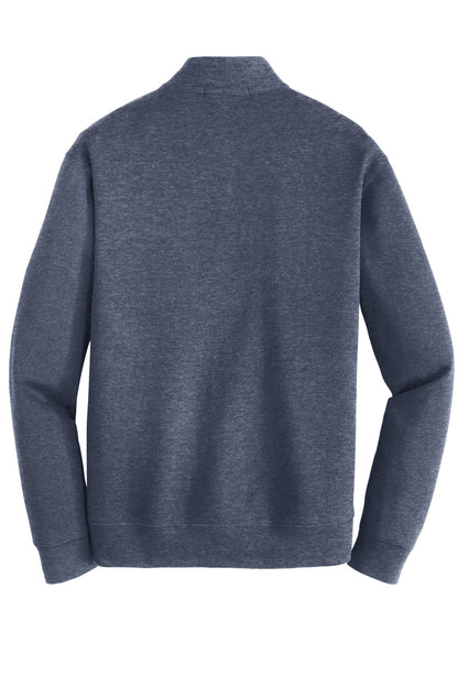 Rear View of Est Bl He/Char Port Authority Interlock 1/4-Zip. K807 plain