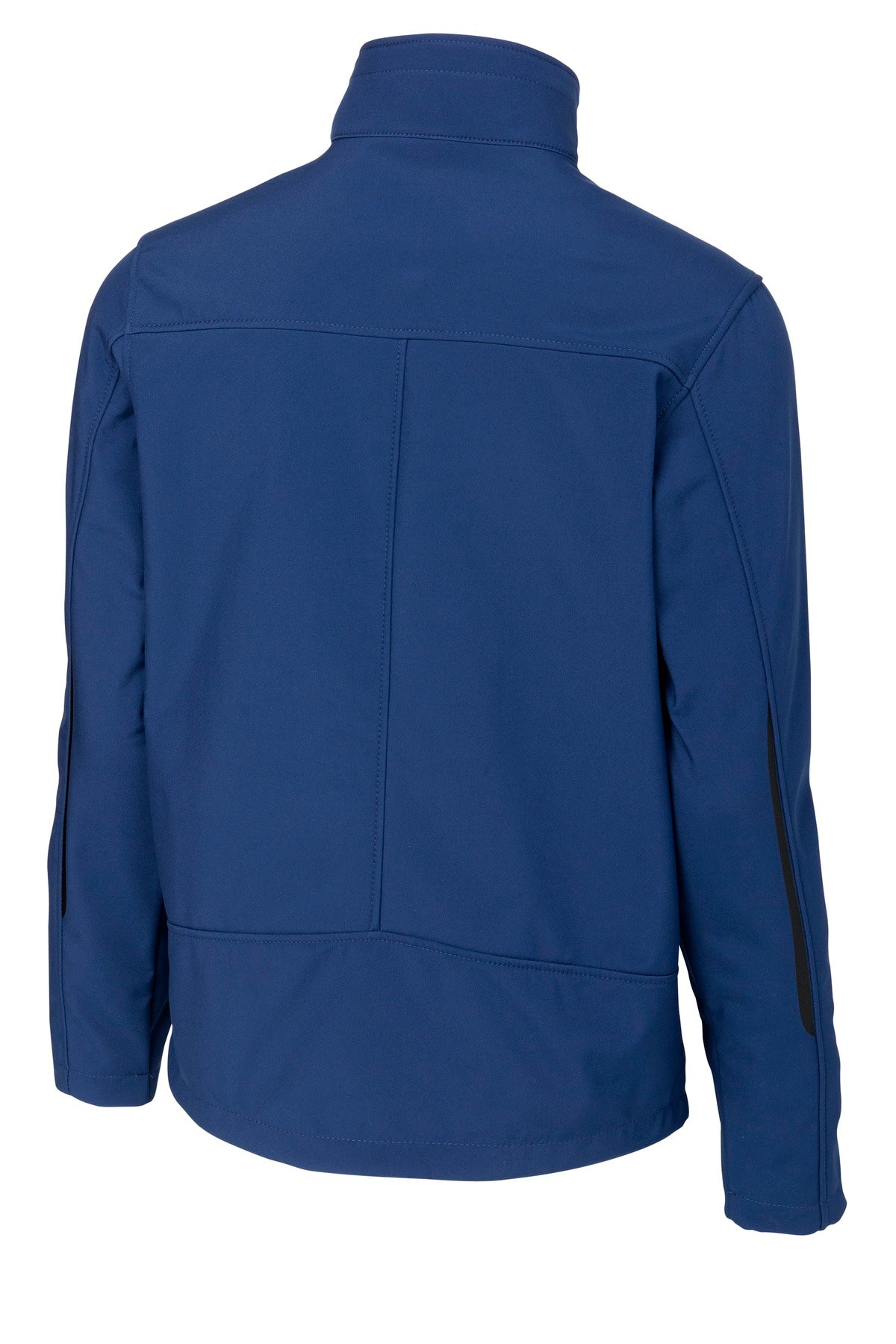 Rear View of Estate Blue Port Authority Welded Soft Shell Jacket. J324 plain
