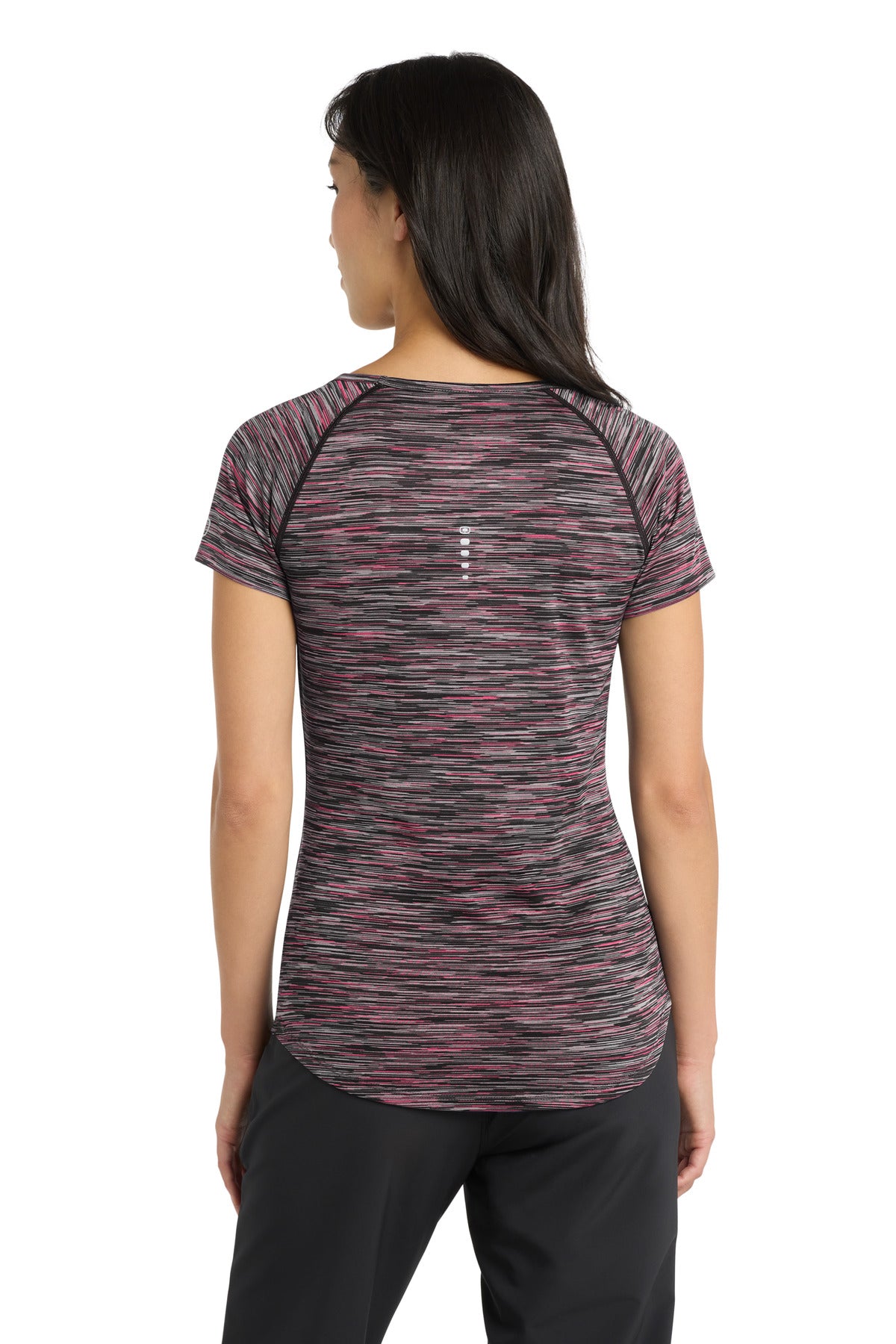 Rear View of Fierce Cor SD OGIO Women's Verge Scoop Neck. LOE326 plain