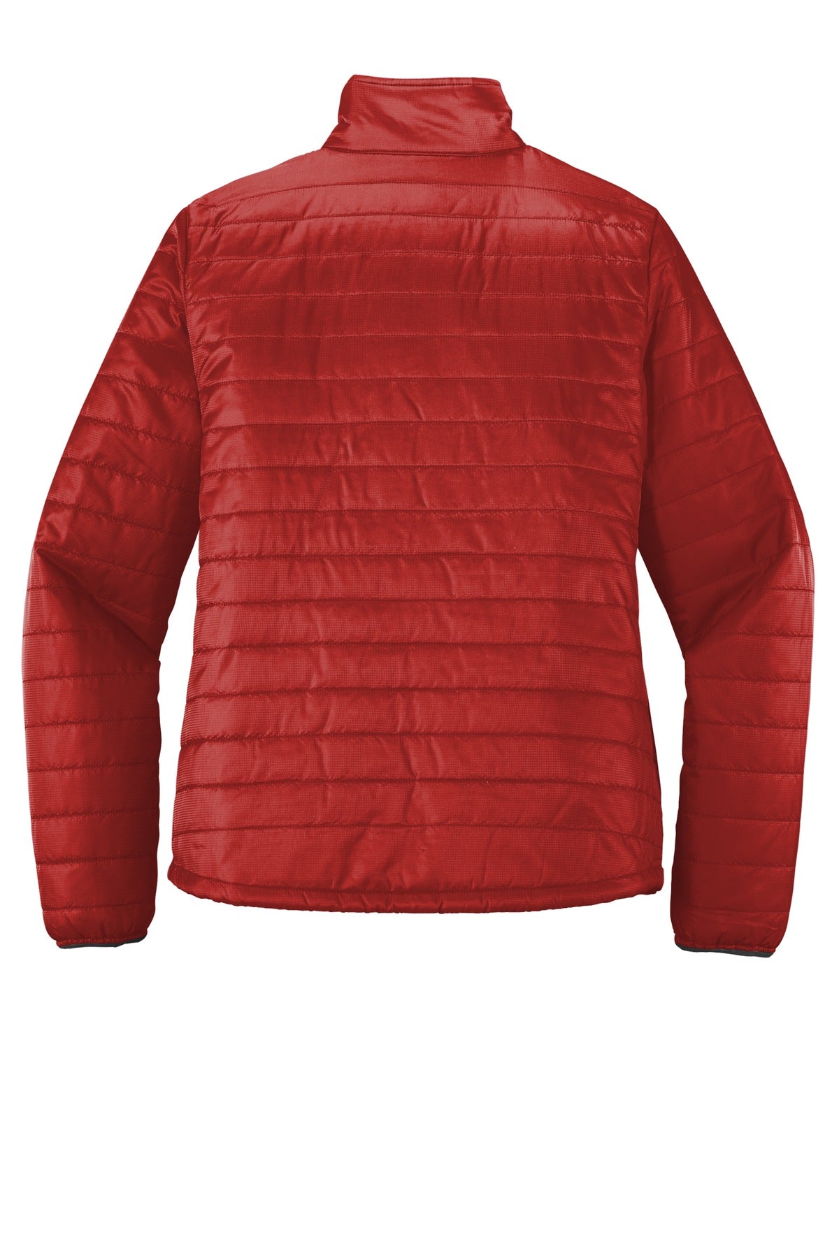 Rear View of Fire Red/Graph Port Authority Women's Packable Puffy Jacket L850 plain