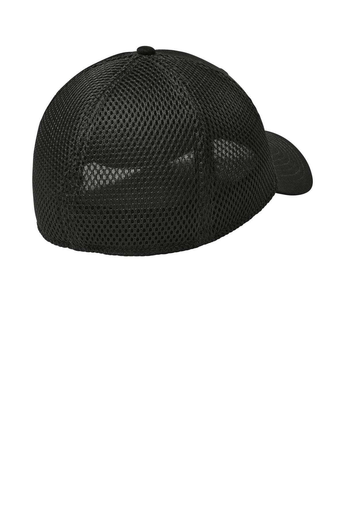 Rear View of FlagBlk/Bk New Era - Stretch Mesh Cap. NE1020 plain