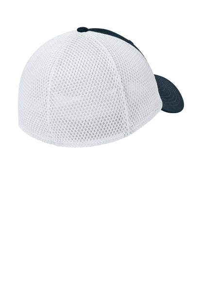 Rear View of FlagDpNv/W New Era - Stretch Mesh Cap. NE1020 plain