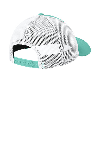 Rear View of FlagMint/W New Era Snapback Low Profile Trucker Cap NE207 plain