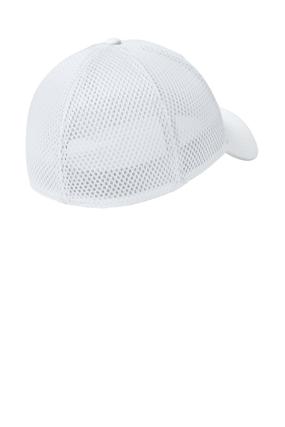 Rear View of FlgWht/Wht New Era - Stretch Mesh Cap. NE1020 plain