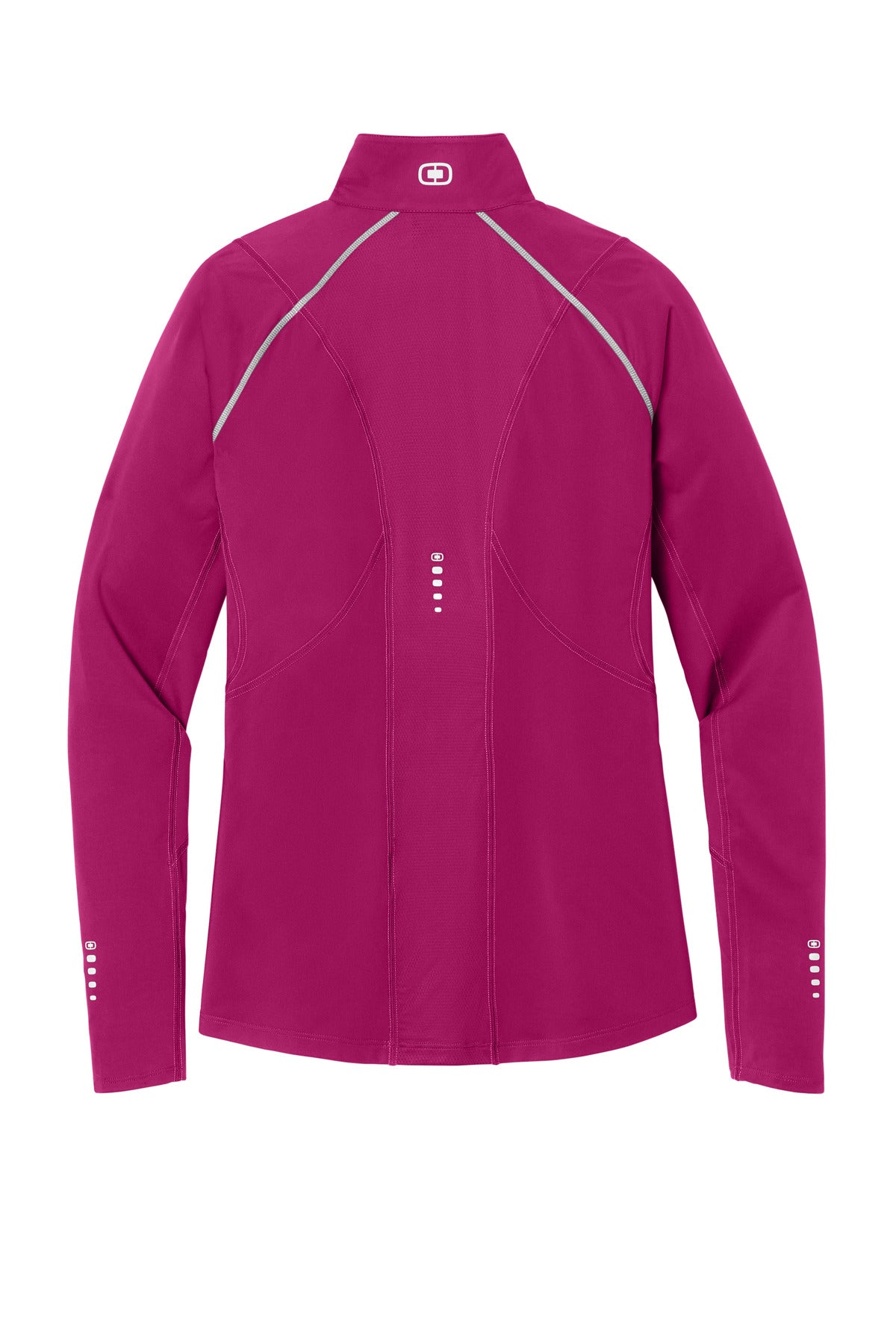 Rear View of Flush Pink OGIO Women's Nexus 1/4-Zip Pullover. LOE335 plain