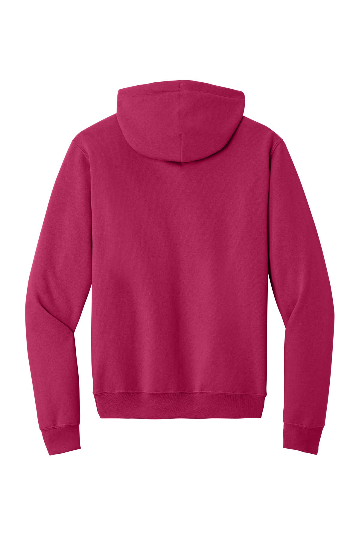 Rear View of FlushPink Port & Co Core Fleece Pullover Hooded Sweatshirt. PC78H plain