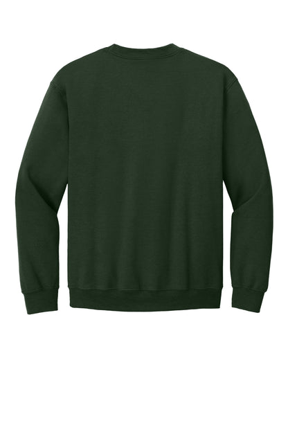 Rear View of Forest Gildan Heavy Blend Crewneck Sweatshirt. 18000 plain