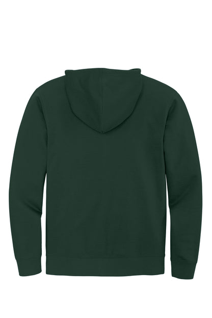 Rear View of Forest Green District V.I.T. Fleece Full-Zip Hoodie DT6102 plain