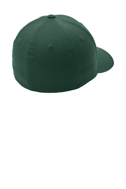 Rear View of Forest Green Port Authority Flexfit Cotton Twill Cap. C813 plain