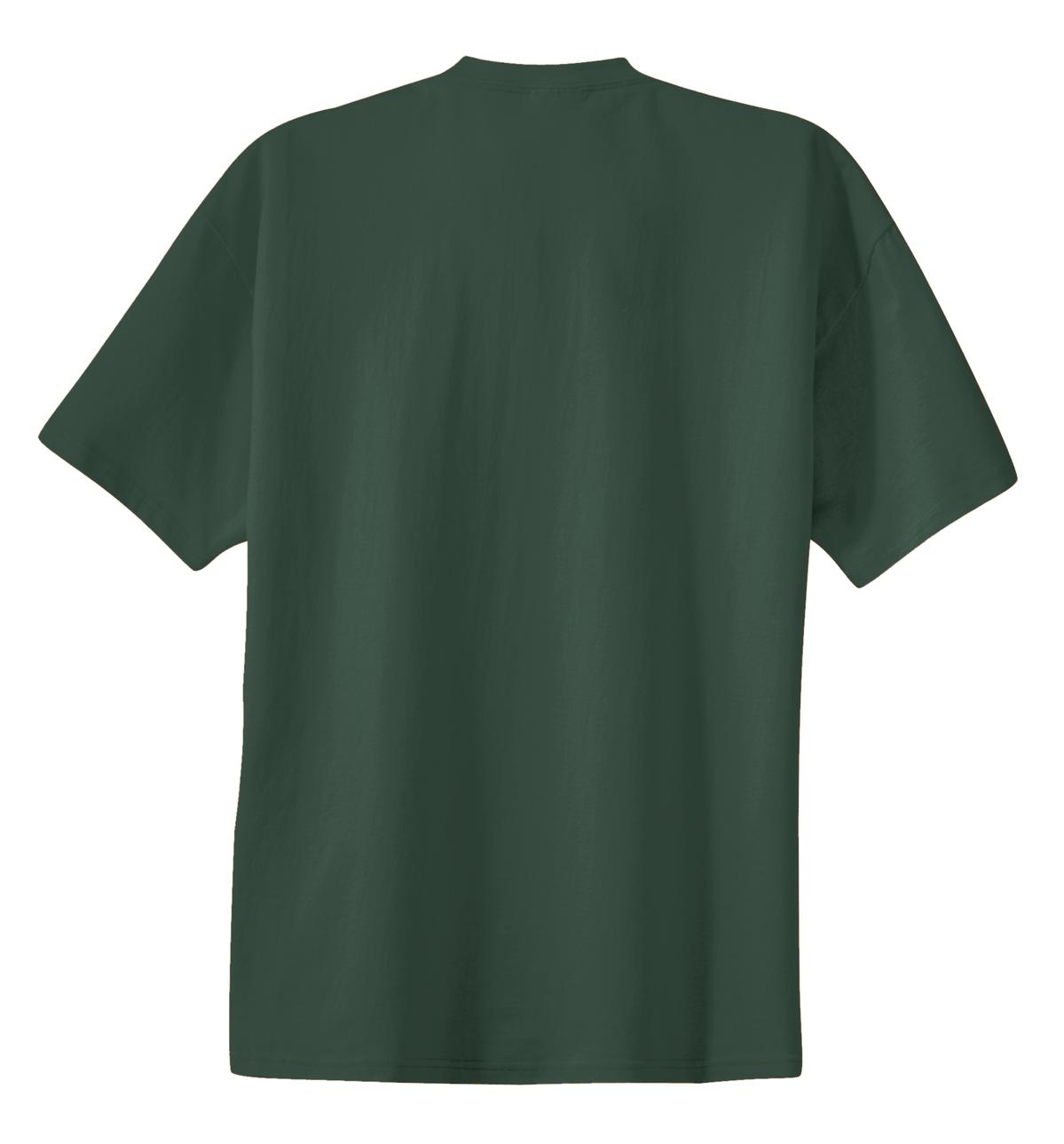 Rear View of Forest Green Port & Co Essential Tee. PC61 plain
