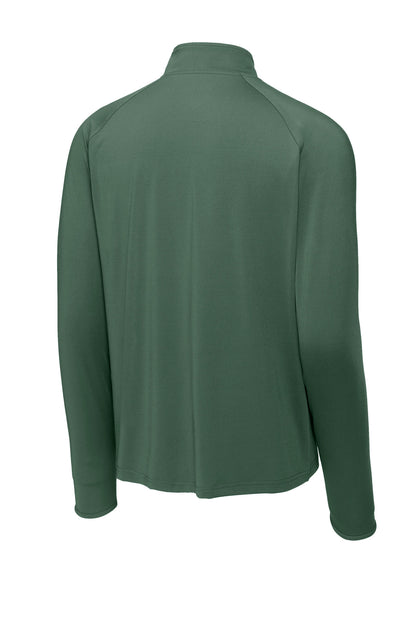 Rear View of Forest Green Sport-Tek Sport-Wick Stretch 1/4-Zip Pullover. ST850 plain