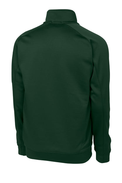 Rear View of Forest Green Sport-Tek Tech Fleece 1/4-Zip Pullover. F247 plain