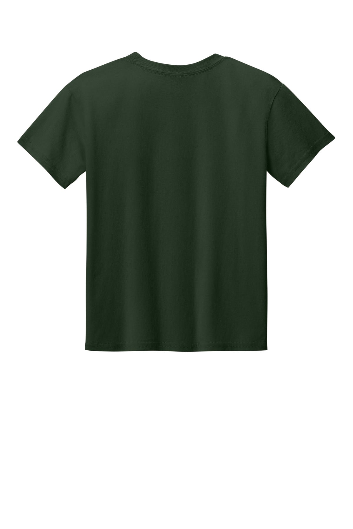 Rear View of ForestGrn Gildan Youth Light Cotton Tee 3000B plain