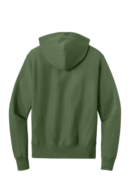 Rear View of FreshOlive Champion Reverse Weave Hooded Sweatshirt S101