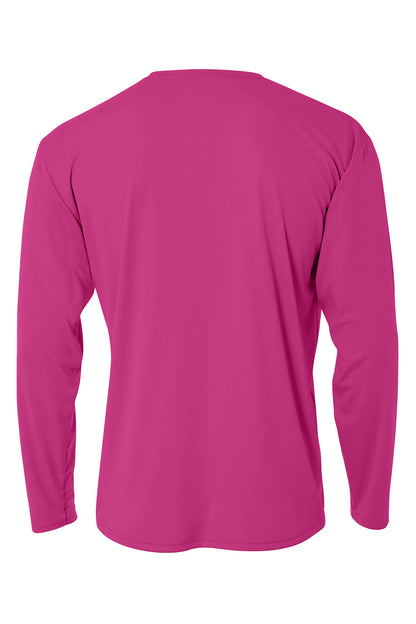 Rear View of Fuchsia A4 Cooling Performance Long Sleeve Tee A4N3165 plain