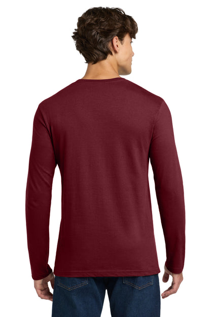 Rear View of Garnet Gildan Softstyle Long Sleeve T-Shirt. 64400 plain