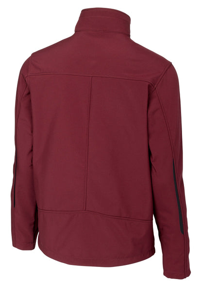 Rear View of Garnet Port Authority Welded Soft Shell Jacket. J324 plain