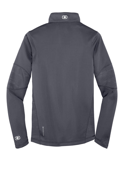 Rear View of Gear Grey OGIO Fulcrum 1/4-Zip. OE701 plain